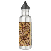 Modern Chic Leopard Print Black Personalisiert Edelstahlflasche (Links)