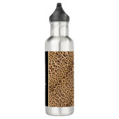 Modern Chic Leopard Print Black Personalisiert Edelstahlflasche (Rechts)