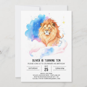 Modern Chic Lion Birthday Einladung