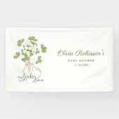 Modern Chic Lucky Shamrock with Bow baby shower Banner (Horizontal)