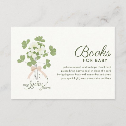 Modern Chic Lucky Shamrock with Bow baby shower Begleitkarte (Vorderseite)