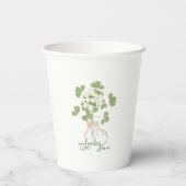 Modern Chic Lucky Shamrock with Bow baby shower Pappbecher (Rückseite)