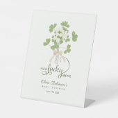 Modern Chic Lucky Shamrock with Bow baby shower Sockelschild (Vorderseite)