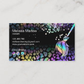 Modern Chic Maid Cleaning House Holograph Leopard Visitenkarte (Rückseite)
