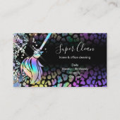 Modern Chic Maid Cleaning House Holograph Leopard Visitenkarte (Vorderseite)