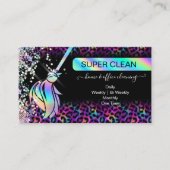 Modern Chic Maid Cleaning House Holograph Leopard Visitenkarte (Vorderseite)