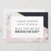 Modern Chic Marble Bridesmaid Einladung (Vorderseite)