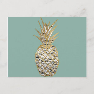 Modern Chic Marmor Gold Ananas Obst Postkarte
