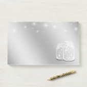 Modern Chic Mason Jars String Lights Silberne Blum Post-it Klebezettel (Auf Schreibtisch)