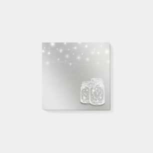 Modern Chic Mason Jars String Lights Silberne Blum Post-it Klebezettel