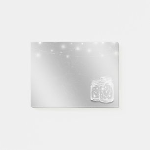 Modern Chic Mason Jars String Lights Silberne Blum Post-it Klebezettel