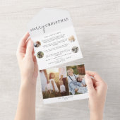 Modern Chic Merry Christmas Multi Photo Holiday All In One Einladung (Abreißen)