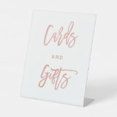 Modern Chic Messe Rose Goldene Karten und Geschenk Sockelschild (Vorderseite)