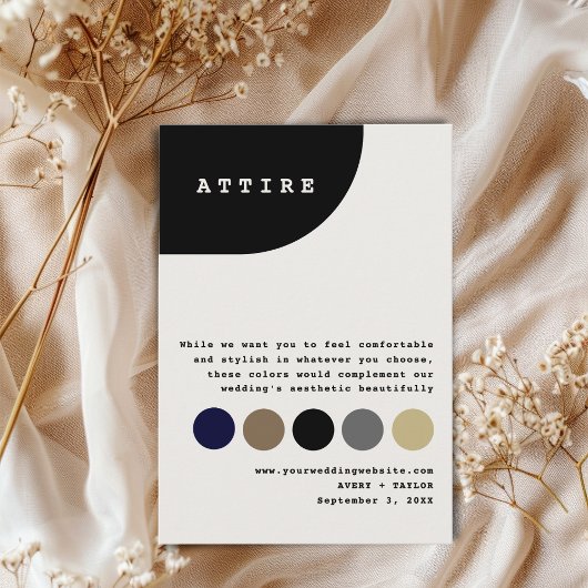 Modern Chic Monochrome Wedding Dress Code Card Begleitkarte