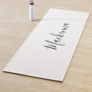 Modern Chic Monogram Black Script White Yoga Mat Yogamatte