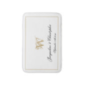 Modern Chic Monogram Names Newlywed Wedding White Badematte (Vorderseite Vertikal)