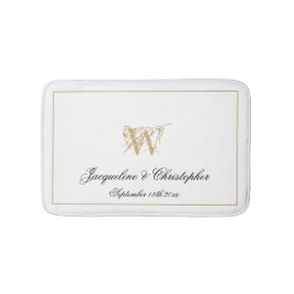 Modern Chic Monogram Names Newlywed Wedding White Badematte