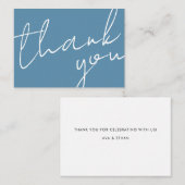 Modern Chic Navy Blue Calligraphy Script Wedding  Mitteilungskarte (Vorne/Hinten)