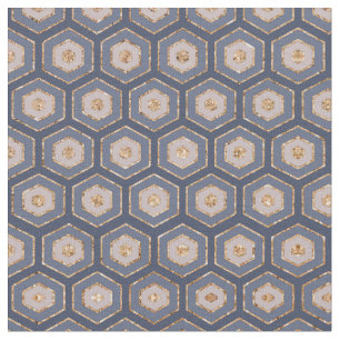 Modern Chic Navy Blue Gold Hexagon Geometric Stoff