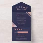 Modern Chic Navy Blue Wedding  All In One Einladung (Innen Boden)