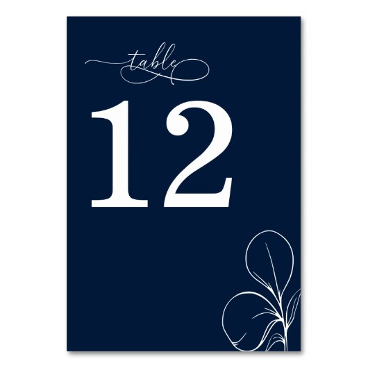 Modern Chic Navy Blue Wedding Tischnummer (Vorderseite)
