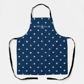 Modern Chic Navy Blue White Stars Muster Monogram Schürze (Vorderseite)