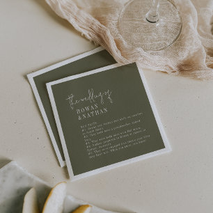 Modern Chic Olive Green Fun Fakten Hochzeit Serviette