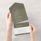 Modern Chic Olive Green Wedding All In One Einladung (Abreißen)