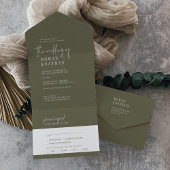 Modern Chic Olive Green Wedding All In One Einladung