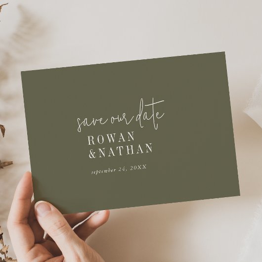 Modern Chic Olive Green Wedding Save The Date