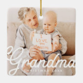 Modern Chic Oma Foto Weihnachtsfeiertag Keramikornament (Rückseite)