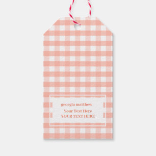 Modern Chic Pastel Orange Gingham Karierte Geschen Geschenkanhänger