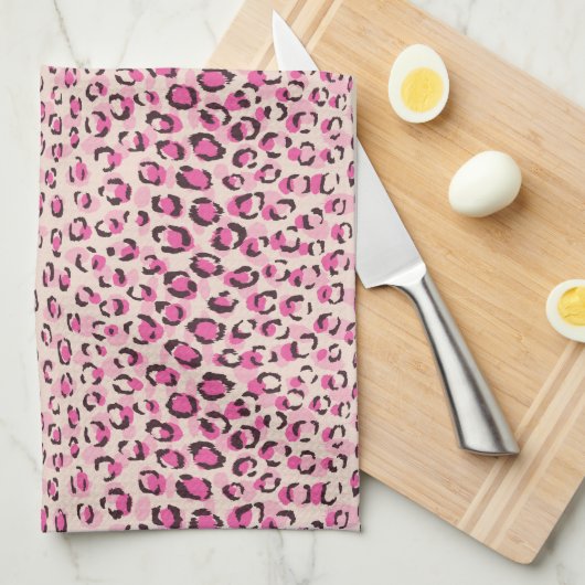 Modern chic pink cheetah print pattern monogramm geschirrtuch (Viertel Falte)