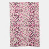 Modern chic pink cheetah print pattern monogramm geschirrtuch (Vertikal)