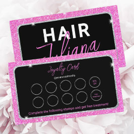 Modern Chic Pink Glitzer Loyalty Card Visitenkarte