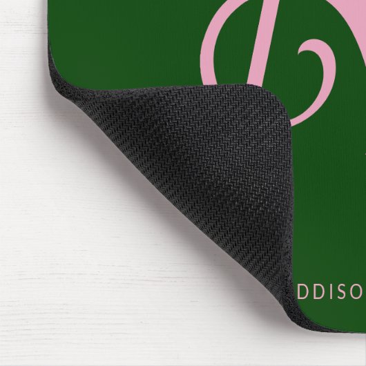 Modern Chic Pink Monogram Initial on Dark Green Mousepad (Ecke)