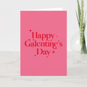 Modern Chic Pink Red Sparkle Happy Galentines Day Feiertagskarte