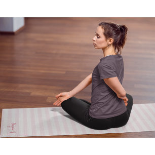 Modern Chic Pink Stripes Elegante Monogramm-Übung Yogamatte