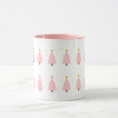 Modern Chic Pink Weihnachtsbaum, Gold Star Muster Tasse (Zentrum)