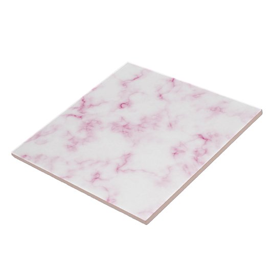 Modern Chic Pink & White Marmor Textur Fliese (Seite)
