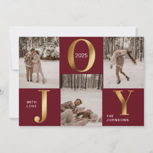Modern Chic Red and Gold Joy Frohe Weihnachten Fot