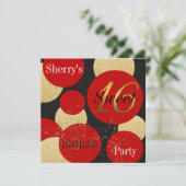 Modern Chic Red Glitzer Gold Sweet 16 Einladung (Stehend Vorderseite)