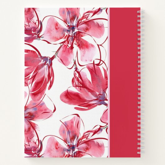 Modern Chic Red Tropical Floral Personalisiert Nam Notizblock (Rückseite)