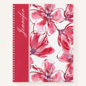 Modern Chic Red Tropical Floral Personalisiert Nam Notizblock (Vorderseite)