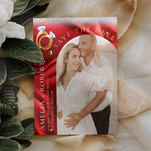 Modern Chic Red Velvet Save the Date Fotokarte Flyer