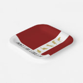 Modern Chic Red White Gold Cat Weihnachten Pappteller (Gewinkelt)