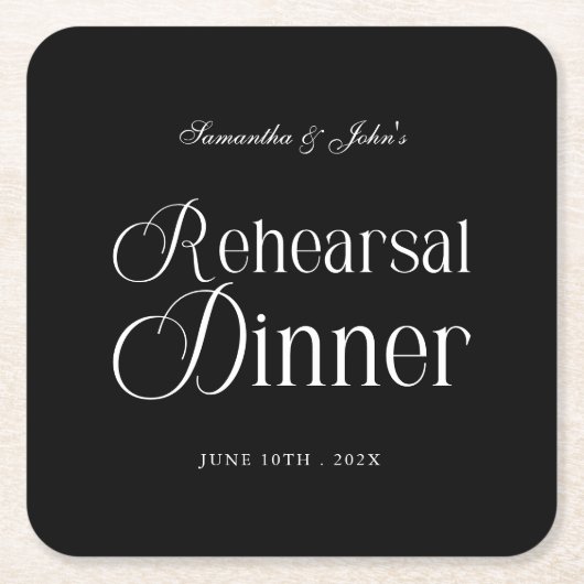  Modern Chic Rehearsal Dinner Rechteckiger Pappuntersetzer (Vorderseite)