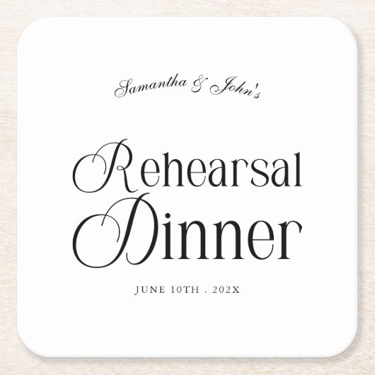  Modern Chic Rehearsal Dinner Rechteckiger Pappuntersetzer (Vorderseite)