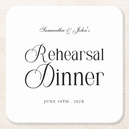  Modern Chic Rehearsal Dinner Rechteckiger Pappuntersetzer (Vorderseite)