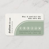 Modern Chic Retro Groovy Sage Green Loyalty Card Visitenkarte (Rückseite)